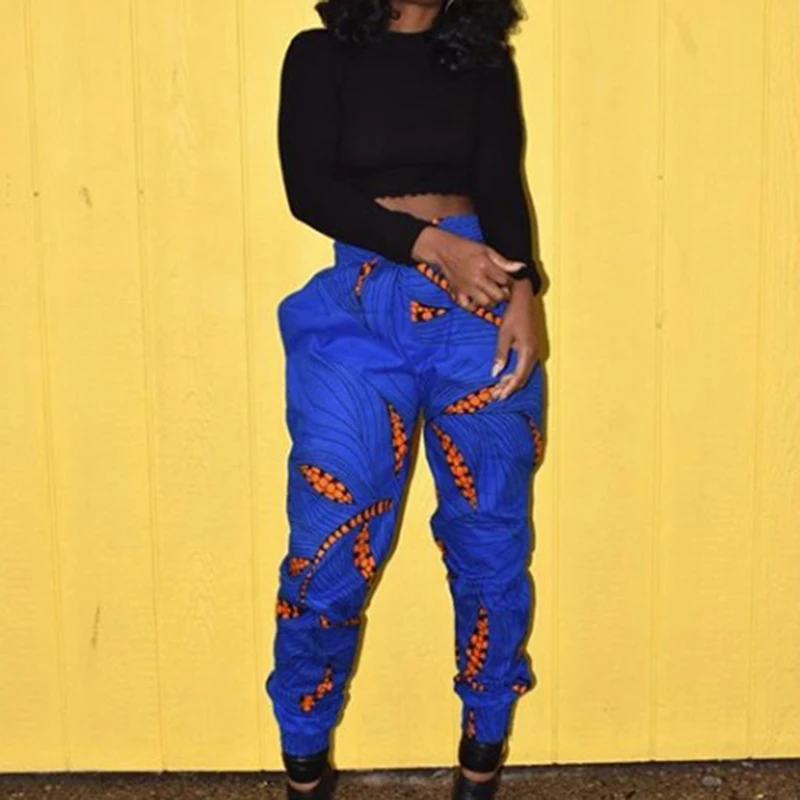 Women pants Elasticated High Waist Pants Casual Ethnic Style Pattern ladies loose Trousers