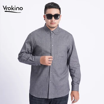 

2019 Casual Large Size Long Sleeve Shirt Men's Business Casual Striped Style Shirt Stylish Men's 100% Cotton Shirt 6XL 7XL 8XL