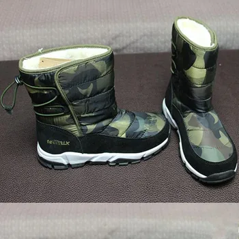 

plush waterproof boys snown boots winter shoes outdoor anti-skiing boots size 33 35 wallvell