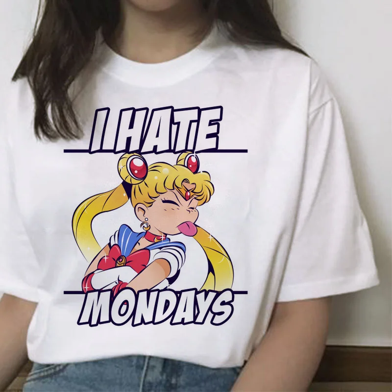 Sailor Moon футболка Летняя Harajuku женская футболка с милым принтом Ullzang футболка Kawaii женские топы футболки с коротким рукавом футболки графический - Цвет: 5768
