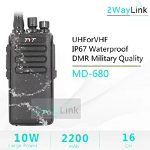 DMR цифровой TYT MD-680 двухстороннее радио 10 км UHF 400-470 МГц VHF 136-174 МГц Высокая мощность 10 Вт водонепроницаемый IP67 рация 10 км MD680