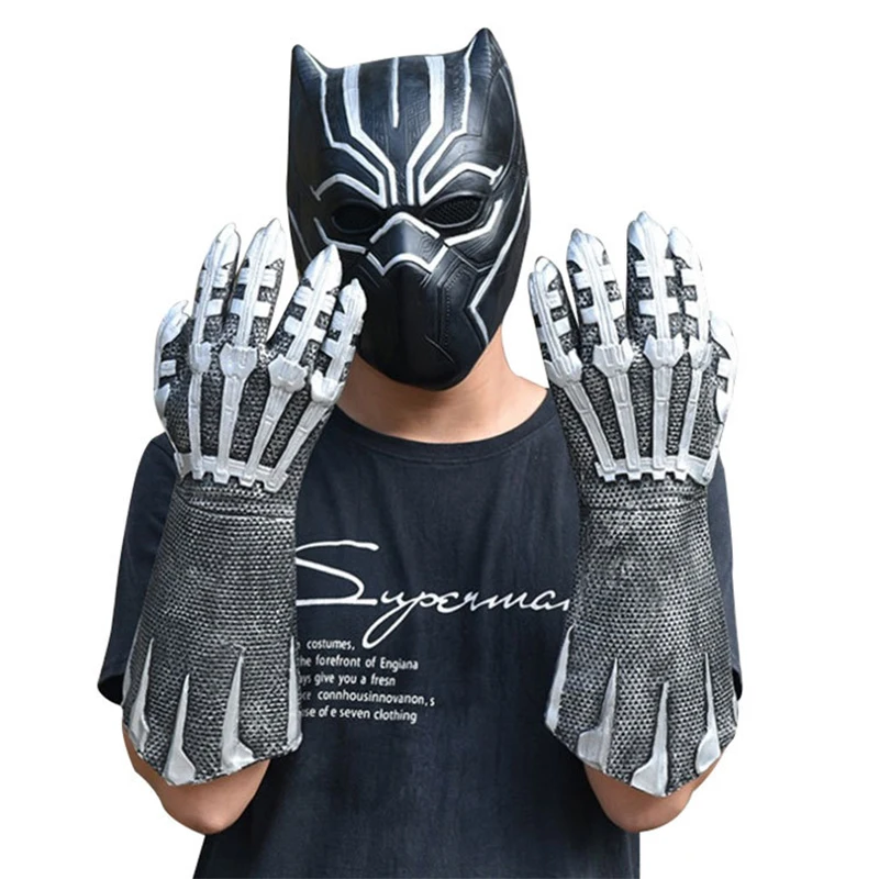 

Halloween Black Panther Mask Glove Latex Captain America 3 Marvel Civil War Hero Halloween Cosplay Costume Accessories