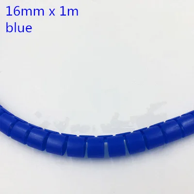 Высокое качество PE спиральная упаковка Кабельный органайзер плетеные кабели защита шнура термоусадочная трубка для приборов 1 м - Цвет: 16mm    blue