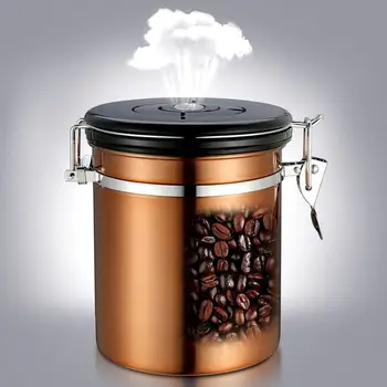 

1.5/1.8L Stainless Steel Sealed Tank Storage Tank Moisture-proof Coffee Bean Milk Powder Jar Tea Pot Kitchen Grains Storage Box