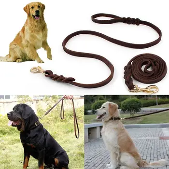 

Newest 2M Long Leather Braided Pet Dog Walk Traction Collar Strap Training Leash Lead