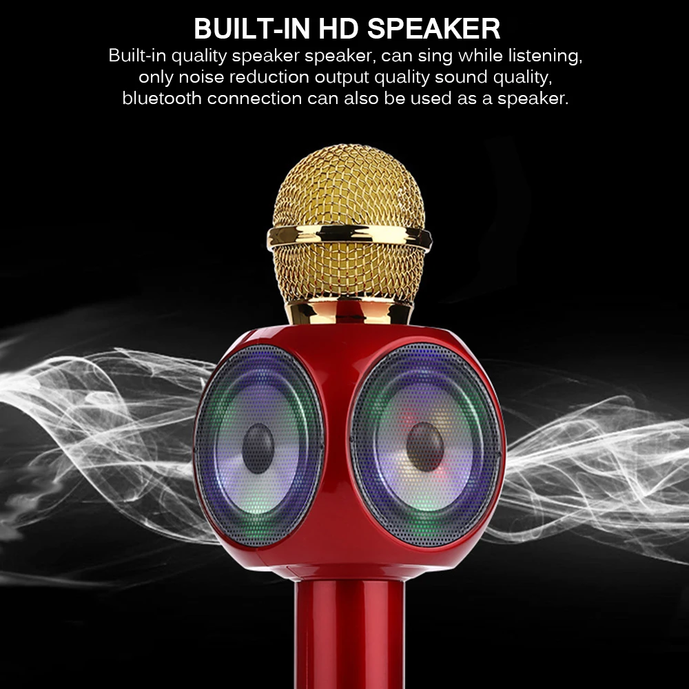 Беспроводной Bluetooth микрофон машина Bluetooth ручные микрофоны с динамиком красочный светильник для дома KTV на открытом воздухе