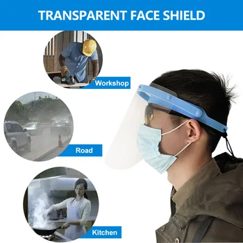 

10pcs Protective Face Shield Clear Visor Set Flip Up Transparent Anti Splash Adjustable Full Face Cover for Workshop Cooking