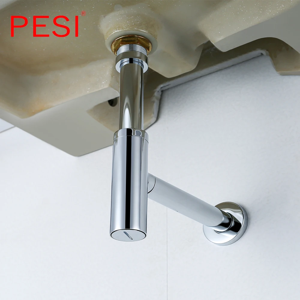 Standard 1-1/2 "In Ottone Cromato Bottiglia Rotonda Trappola Per Rifiuti P-Trap Lavandino Del Bagno Altezza Regolabile E Uscita Estensione 1/4Mm.