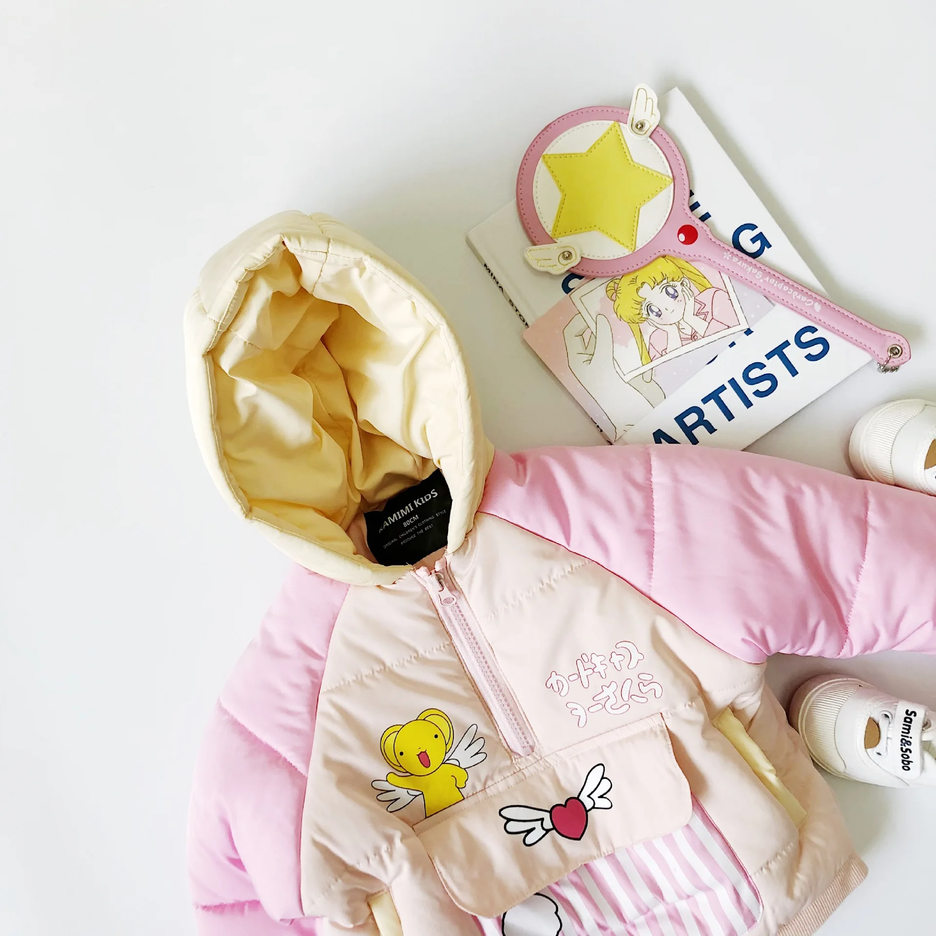 Tonytaobaby/Новинка; зимняя одежда для маленьких девочек; детский Ночной светильник с героями мультфильмов; волшебная палочка; крылья; одежда на Хлопчатобумажной Подкладке