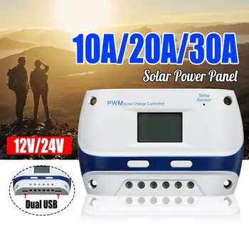 

10A/20A/30A Controller Fully 3-stage PWM Auto Solar-Power-Panel dual USB IP30 12V 24V For Solar Panel Controller