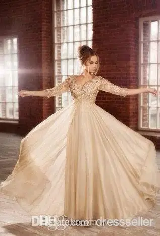 Robe de soiree, винтажные, расшитые бисером, цвета шампанского, золотые, весенние, сексуальные, дешевые, v-образный вырез, вечерние,, вечерние платья, платья для матери невесты