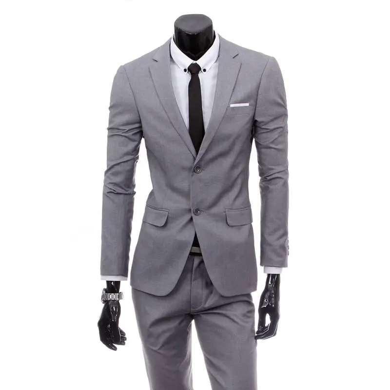 

Custom Made Grey Men Blazer Men Suits Two-Buckle Suits Jacket Formal Suit Wedding Suits For Men Groom Wear (Jacket+Pants) Z615