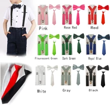 Модные подтяжки для маленьких мальчиков и девочек, регулируемые эластичные Y-Back подтяжки галстук бабочка+ Галстук Свадебный GHHtr0001