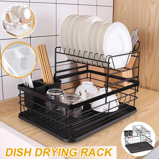 2 Tier Dish Drying Rack With Drainboard Set, Large Dish Racks For Kitchen  Counter, Dish Drainer Rack With Utensil Holder - AliExpress