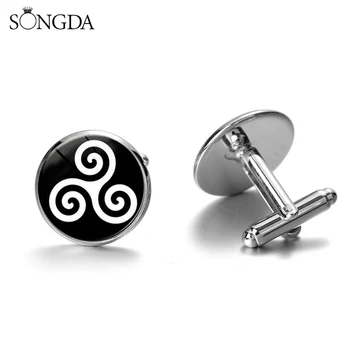 

SONGDA Classic Teen Wolf Triskele Cufflinks Triskelion Allison Argent Glass Photo Cabochon Cuff Button Trendy Mens Party Jewelry