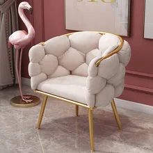 Sofá individual y esponjoso de lujo, sillón de terciopelo de diseño creativo, nórdico, para ocio, maquillaje, sillas de espera para manicura, muebles para sala de estar