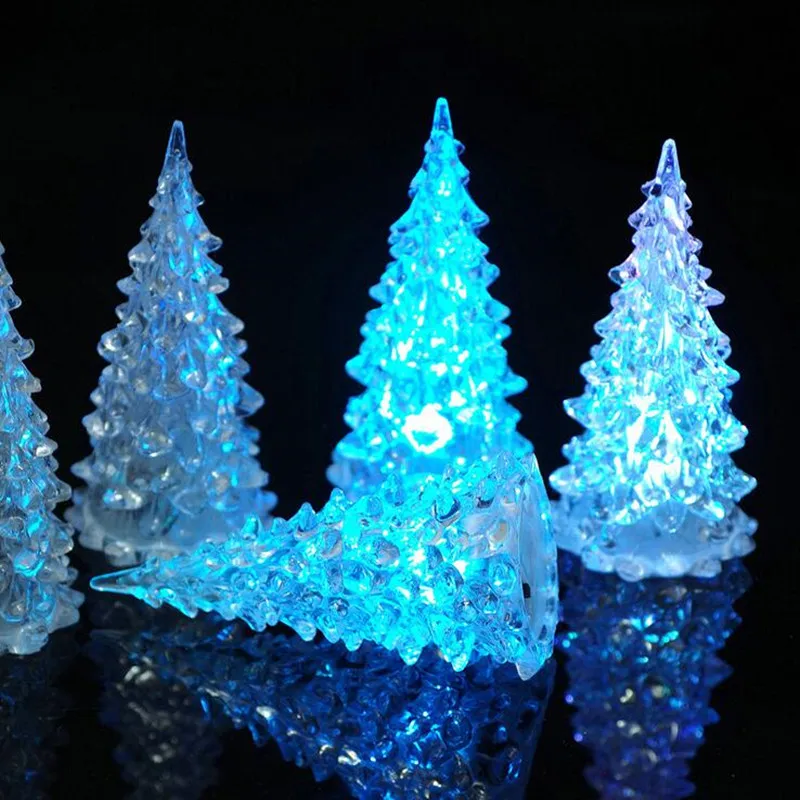 Christmas Tree LED Night Light Crystal Christmas Night Lamp Colorful Changing Desktop Decoration Party Supplies