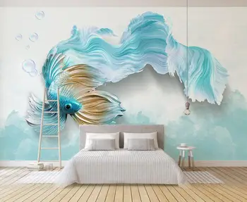 

[Self-Adhesive] 3D Goldfish WG559 Wall Paper mural Wall Print Decal Wall Murals Belly