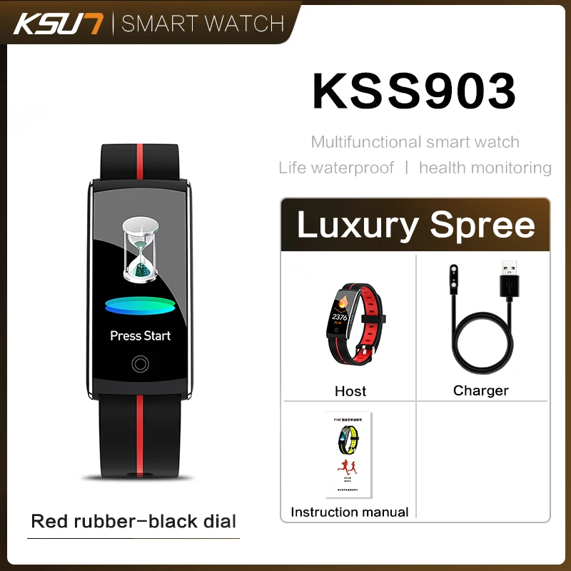 KSS903 Смарт-часы Ip68 водонепроницаемый смарт-браслет Секундомер Монитор артериального давления фитнес-трекер для измерения сердечного ритма браслет - Цвет: KSS903-R