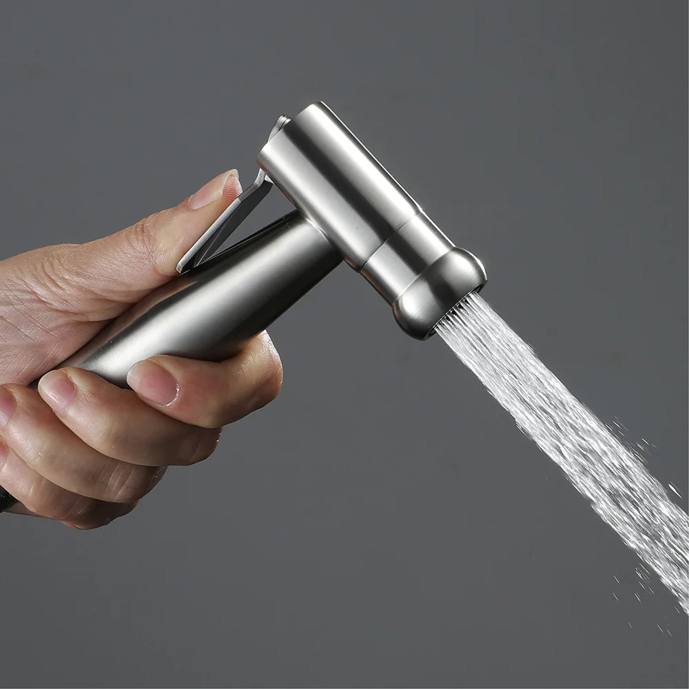 

Health Faucet Blow Head of Spray Gun Toilet Chamber Pot Flusher Stainless Steel Brushed Fu to Wash Leading HIPJ09037