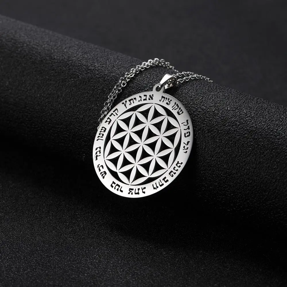 Flower of life 7 Lemegeton, цветок жизни, мандала, руны, ожерелье, буддийские ювелирные изделия, Священная геометрия, Женские аксессуары, ожерелье из нержавеющей стали - Окраска металла: Flower of life 7
