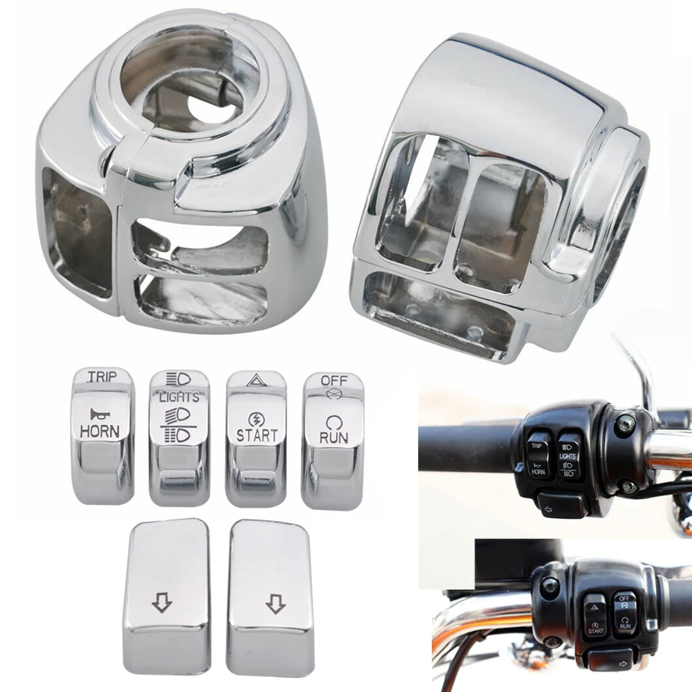 Handlebar Switch Housing Kit Chrome for Harley Dyna Softail Sportster Road King Handlebar Switch Housing Kit Chrome for Harley Dyna Softail Sportster Road King