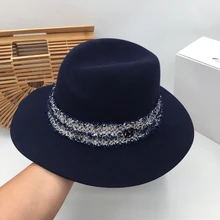 Европейская и американская ветровая модная шерстяная шляпа, спрятать синие шляпы, индивидуальная мечта, шпагат шелковой лентой, шляпа для влюбленных