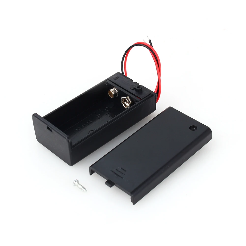 

9V Volt PP3 Battery Holder Box DC Case W/ Wire Lead ON/OFF Switch Cover Durable Battery Case With Cover With Switch Black
