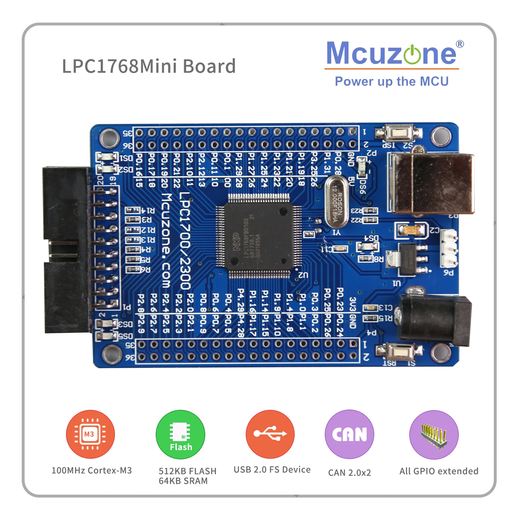Günstig FREIES VERSCHIFFEN! LPC1768 Mini bord 100MHz Cortex M3, USB, EMAC, UART, SPI, I2C, ADC, DAC, SD NXP GPIO KANN