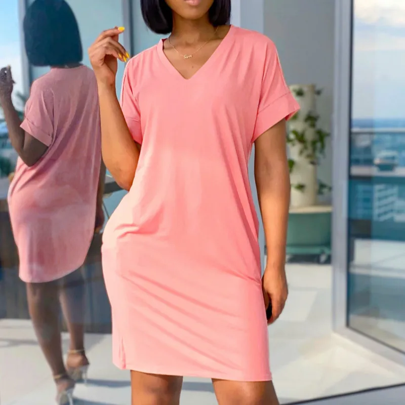 Повседневное платье женские летние платья 2020 модные милые мини однотонные