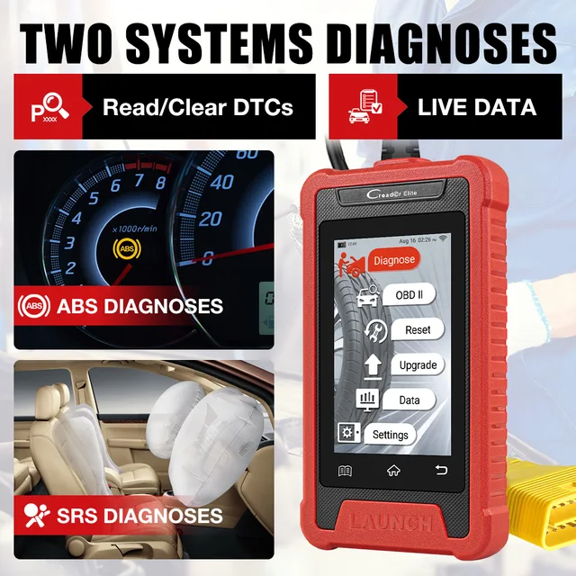 LAUNCH CRE200 OBD2 Scanner Valise Diagnostic Auto Lecteur Code SRS ABS