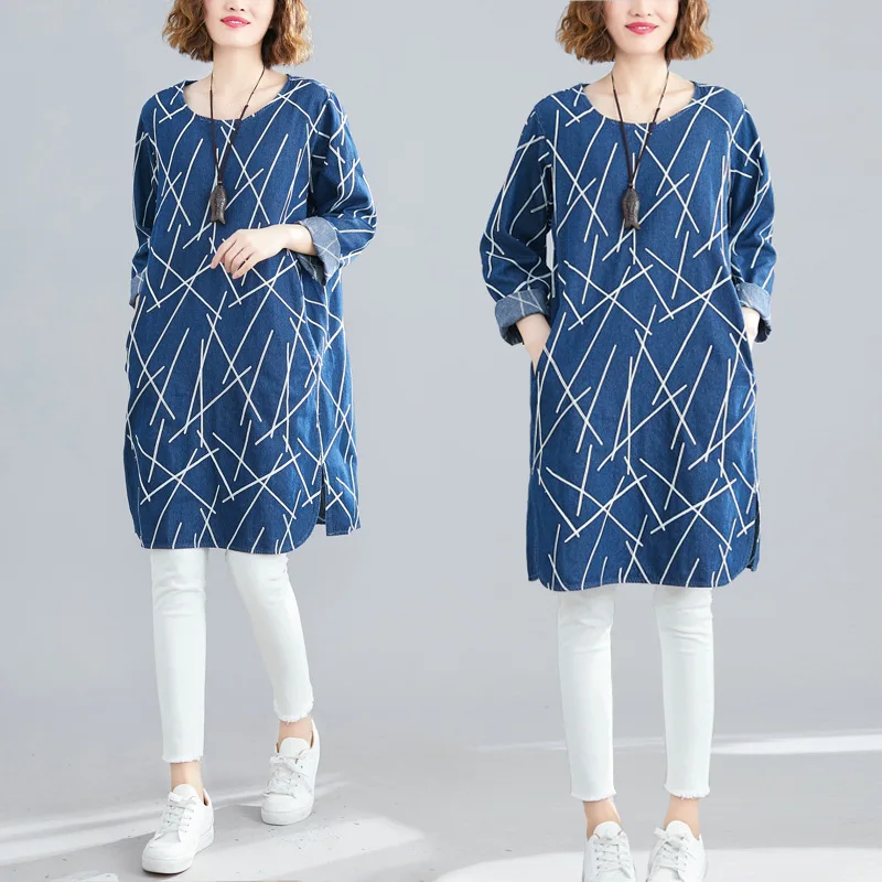 

Large Austrian WOMEN'S Dress Embroidery Cowboy Versatile Slimming Cover Meat Large Size Dress Women's