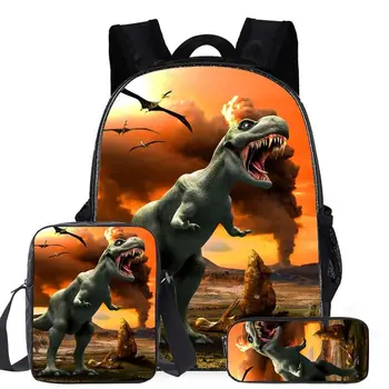 

3D Printing Dinosaur Kindergarten Students 3PCS Schoolbags Casual Children Boys Girls School Bags Mini Baby Backpack
