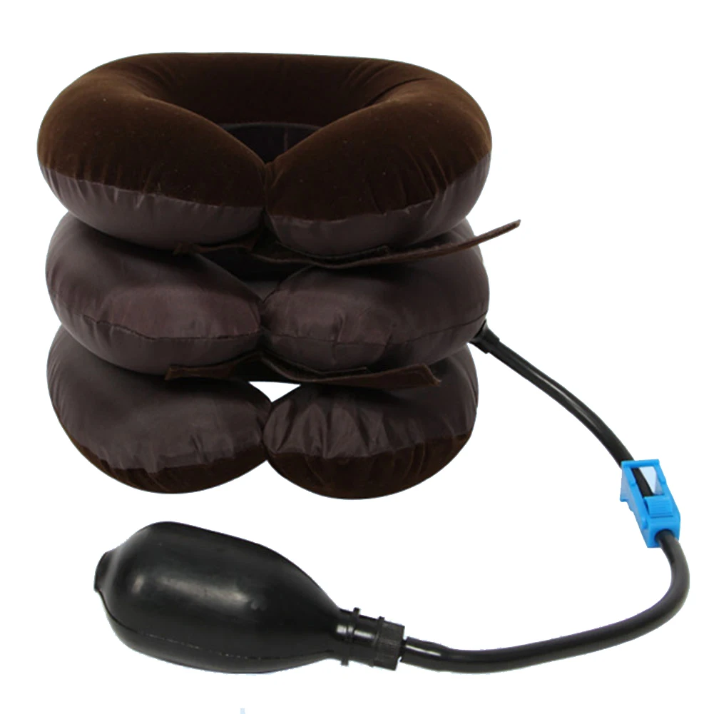 

Adjustable Three Floors Velvet Office Pain Relief Air Inflatable Support Cervical Traction Portable Neck Relaxation Travel Soft