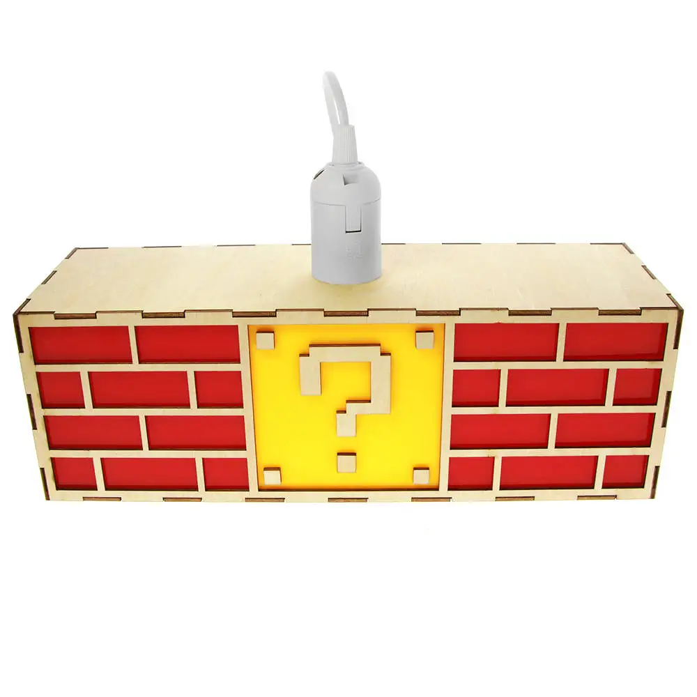 Красочная креативная Подвесная лампа для видеоигр с блоком вопросов, деревянный Потолочный подвесной светильник, элегантная лампа, подарок для любителей игр, детей