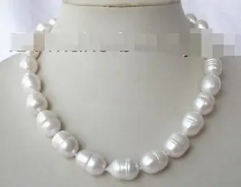 

stunning big 9-10mm baroque white freshwater cultured pearl necklace s1809