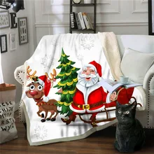 Санта Клаус и собака серии 3D печатных двойной утолщаются хлопок плюшевые одеяла, диваны покрытые одеяла, Сиеста одеяла