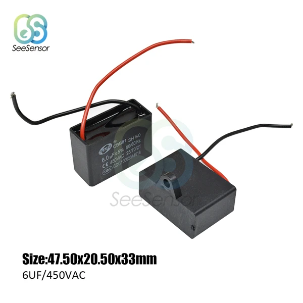 6UF 450VAC CBB61 начиная с постоянной ёмкости, универсальный конденсатор переменного тока конденсатор вентилятора 450V CBB конденсатор моторного двигателя 1 мкФ 1,2 мкФ 1,5 мкФ 2 мкФ 3,5 мкФ 5 мкФ 6 мкФ 8 мкФ 10 мкФ 12 мкФ 20 мкФ - Цвет: 6UF 450VAC