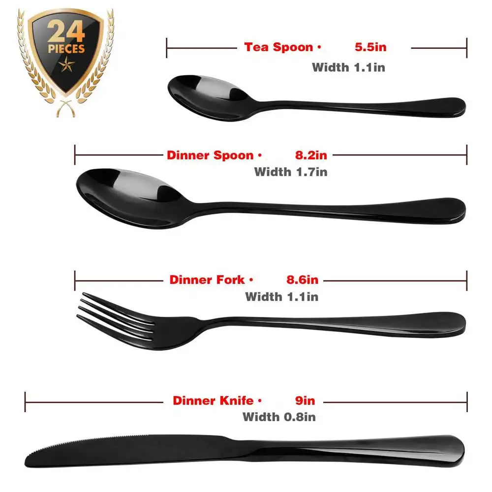 4 in 1 black gold Столовые приборы Набор посуды Нержавеющая сталь столовые приборы, набор посуды столовая ложка Ножи вилка наборы Западная салат ложка Кухня инструмент подарок Вечерние - Цвет: 4 in 1 black gold