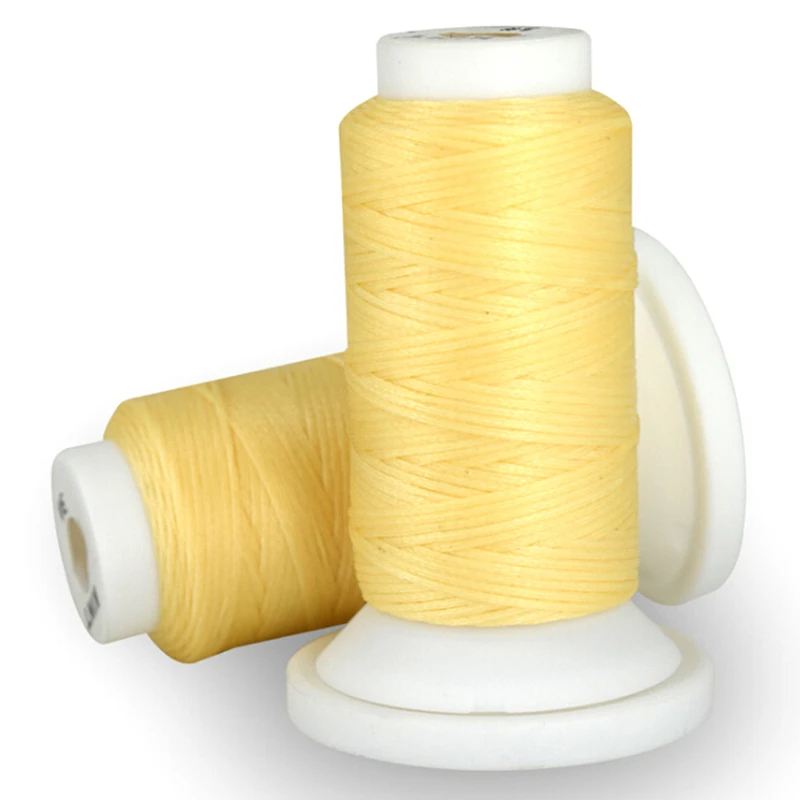 light yellow 50 метров ручной инструмент для рукоделия DIY Ручная вощеная нить 0,8 мм 50 м полиэфирный шнур швейная машина для шитья кожи - Color: light yellow