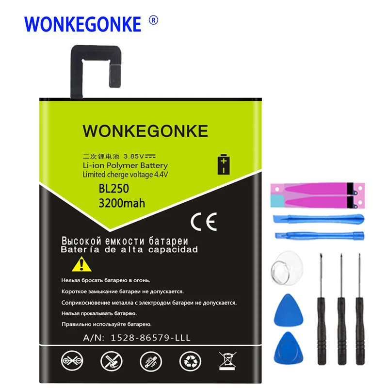 Аккумулятор WONKEGONKE BL250 для Lenovo VIBE S1 S1c50 S1a40|Аккумуляторы мобильных телефонов| |