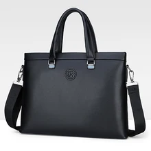 Men's Casual Waterproof Laptop Bag Double Leather Business Briefcase Handbag Messenger Bag Men's Leather Shoulder Bag Travel Bag