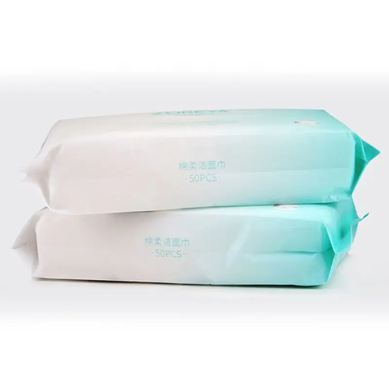 50 Pcs Soft Cotton Disposable Facial Towels Face Eye Makeup Remover Tissue Baby Care Dry Wet Cleansing Pad for Sensitive Skin