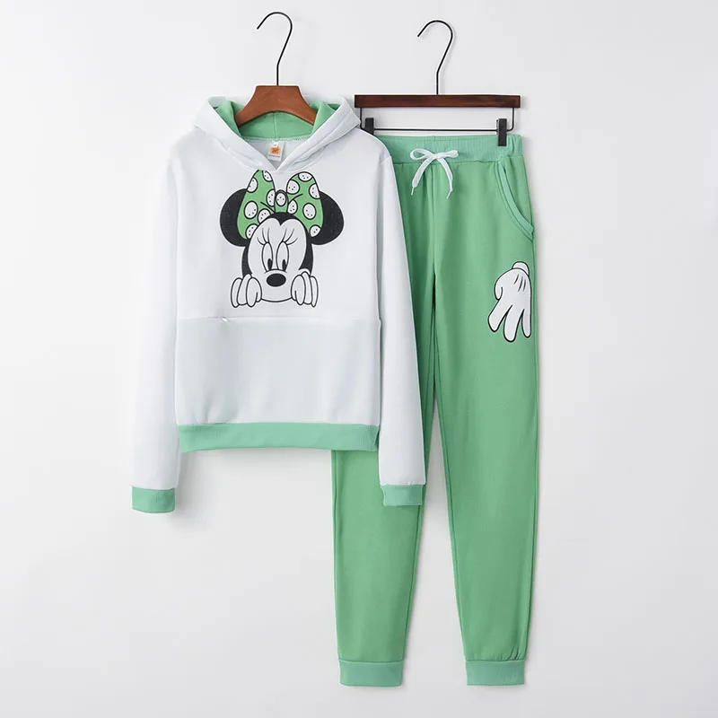 Green Hoodies YMYW, женские комплекты из двух предметов, толстовки, осенний спортивный костюм с круглым вырезом и длинным рукавом, Повседневная модная женская одежда с принтом, 4 цвета, N27 Z25 - Цвет: Green Hoodies