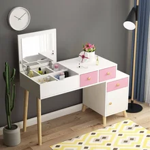 Mesa de vaidade conjunto de maquiagem espelho dobrar gavetas de armazenamento de jóias compactas noite suporte moderno penteadeira quarto móveis 90cm