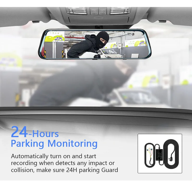 Cena HGDO H20 10 cal nagrywarka samochodowa z ekranem dotykowym widok z tyłu lustro kamera na deskę rozdzielczą pełna samochodowa kamera hd 1080P aparat z tyłu podwójny obiektyw wideorejestrator