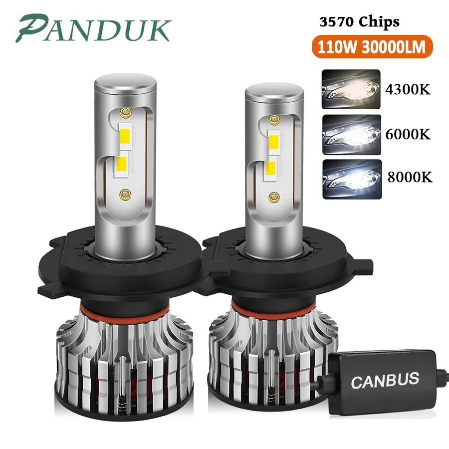 PANDUK 100 Вт 9005 лм H4 LED H7 Canbus H1 H8 H9 H11 9006 HB3 9012 HB4 4300 автомобильная светодиодная фара