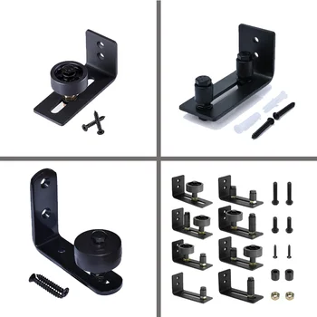 

HotNewDoor Roller Guide Adjustable Floor Guide Roller Wall Mount Floor Guide Roller for Barn Door Hardware Powder Coated Black