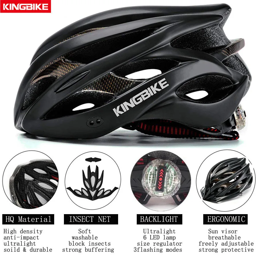 KINGBIKE Bicycle Cycling Helmets MTB Cycling Helmet Ultralight In-Mold With Viso 