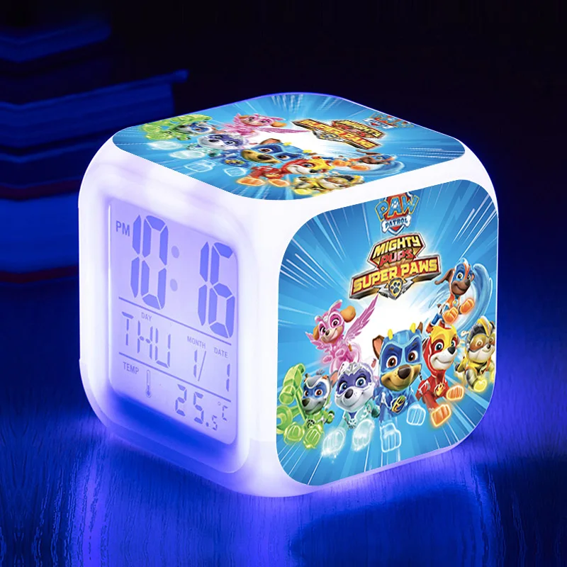 Paw Patrol светодиодный аниме Рисунок мультфильм будильник Patrulla Canina Ryder фигурки детский будильник подарки на день рождения 7D08